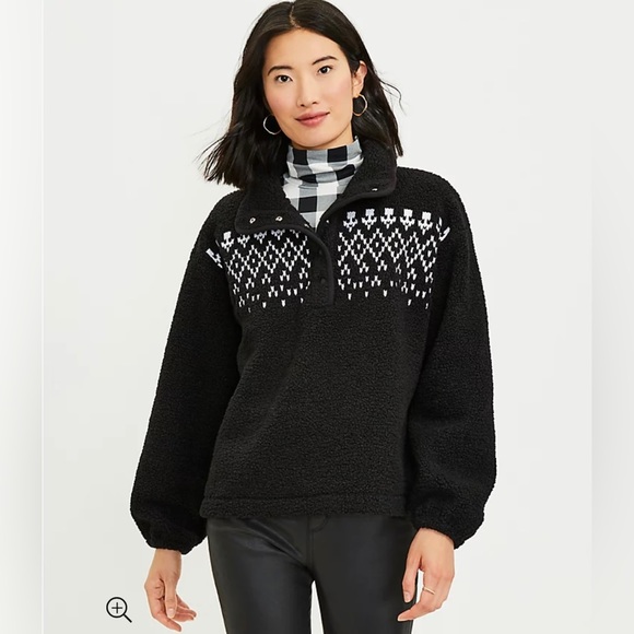 LOFT Sweaters - Loft Fall Isle Sherpa Snap Collar Top NWT!!